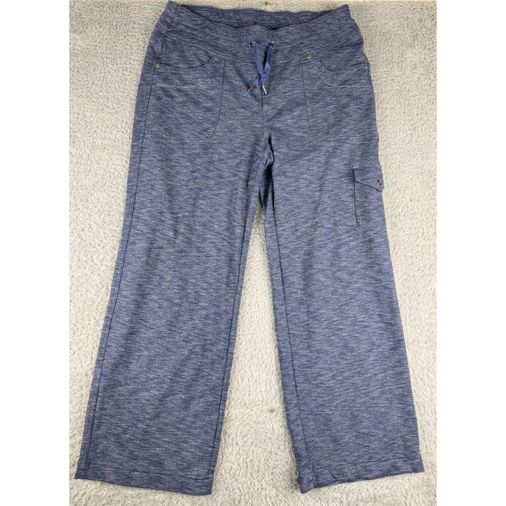 Kuhl Mova Cargo Pants Womens 12 Short Blue Heather Straight Leg Stretch Pull On